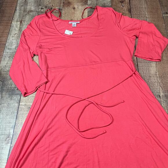 Motherhood Maternity Dresses & Skirts - Motherhood Maternity | NEW Coral 3/4 Sleeve Tunic Tied Waist Dress Tunic Sz XL